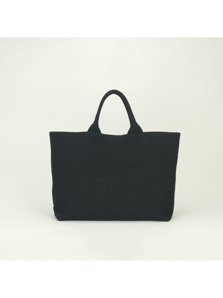 Prada Drill Tote Fabric Black Silver Handbag